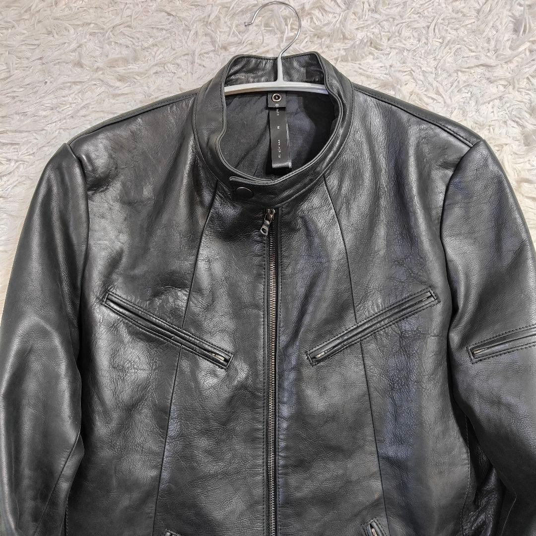 【廃盤】wjkブラックレザーシングルライダースジャケット　牛革　M
