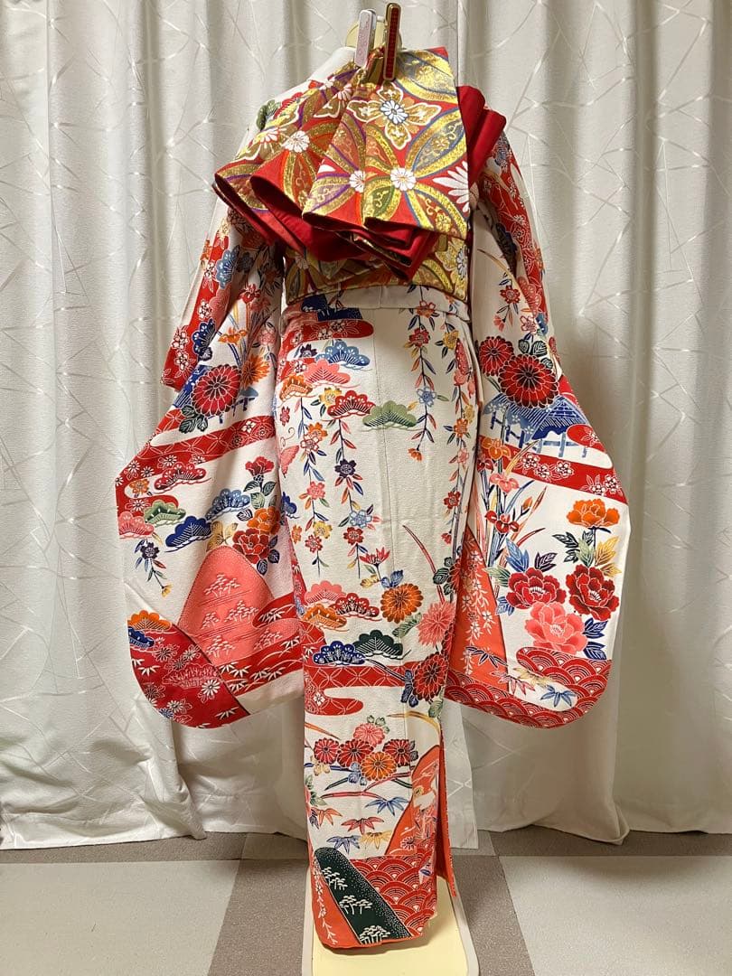 大特価SALE中★振袖セット【7点】可愛い白色振袖★成人式★披露宴等