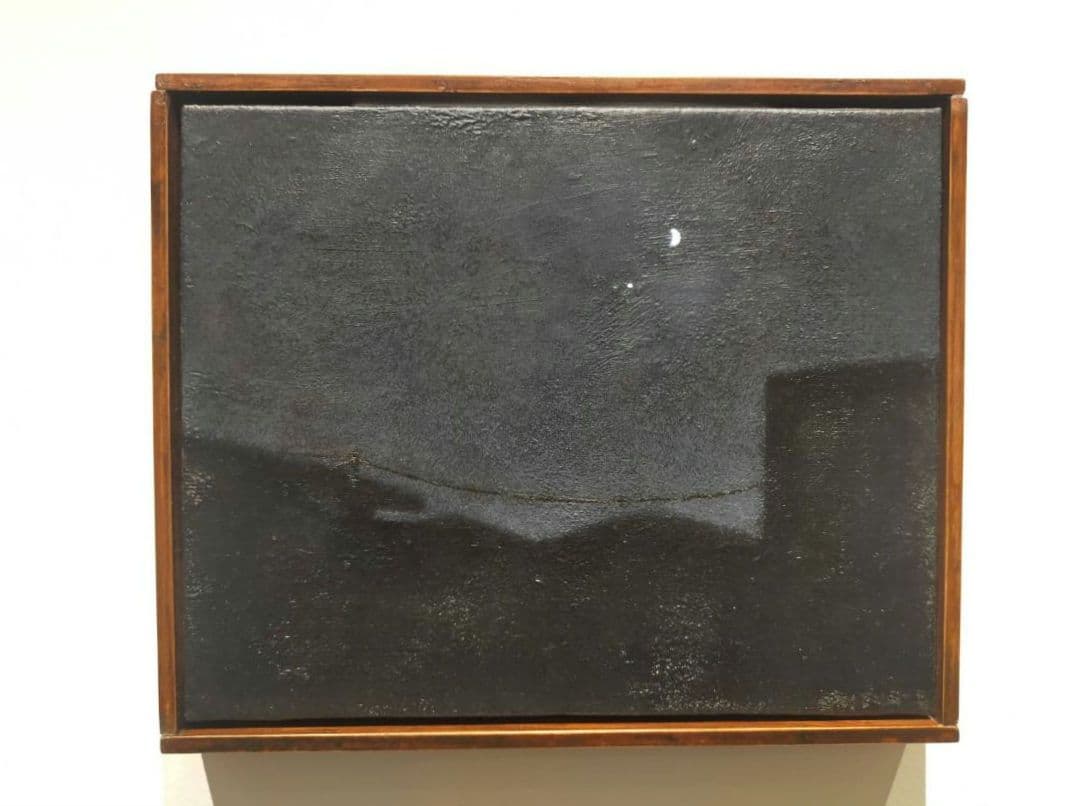 額付き油彩画　冬の三日月