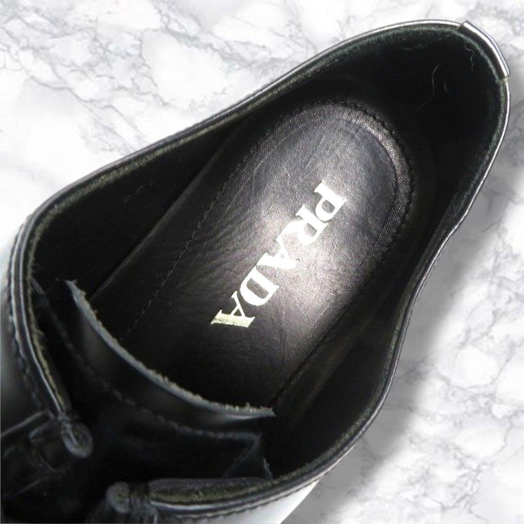 美品 プラダ ビジネスシューズ 2EE エアソール レザー 黒 26.5