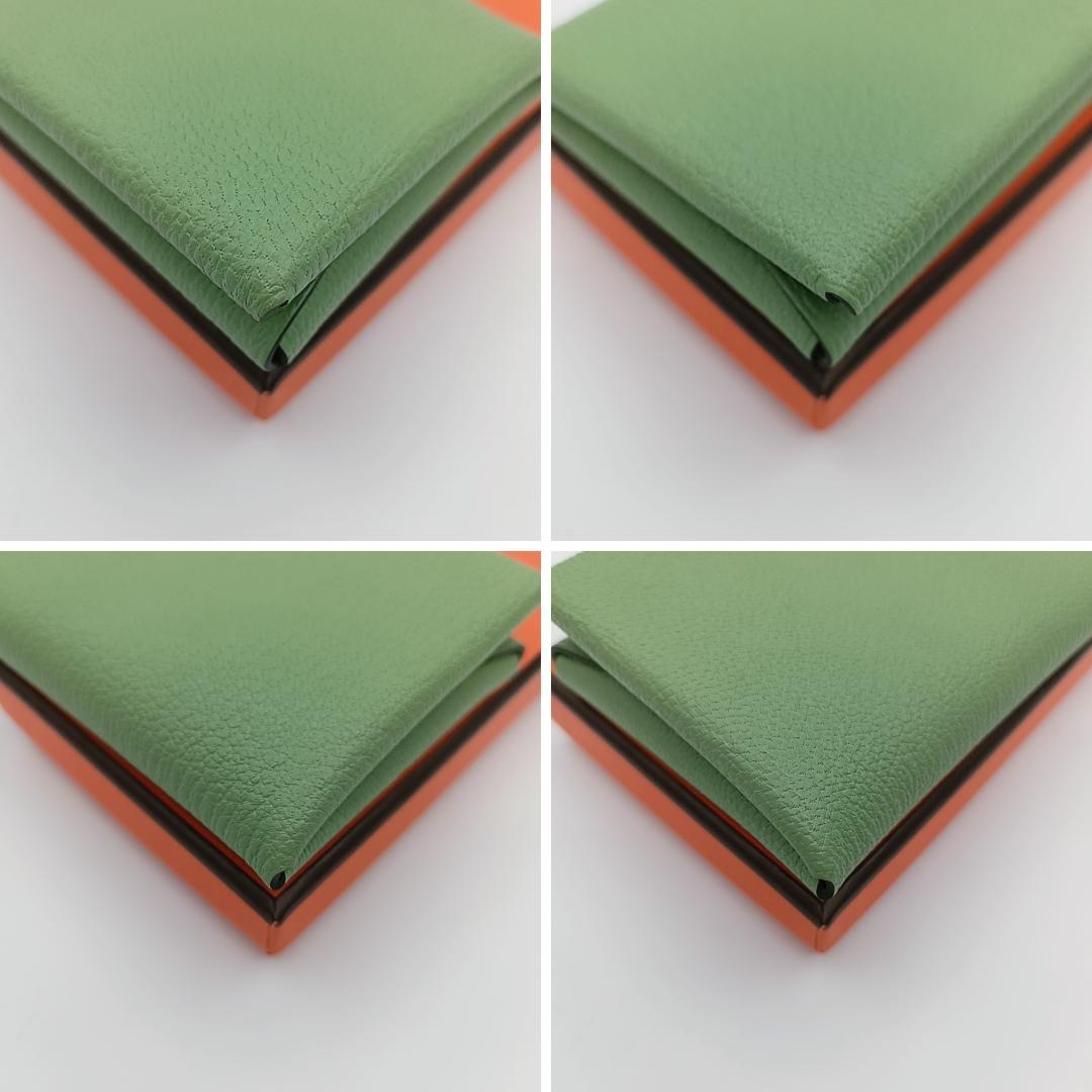 極美品　HERMES カルヴィデュオ ケース W刻印 シェーブル　グリーン