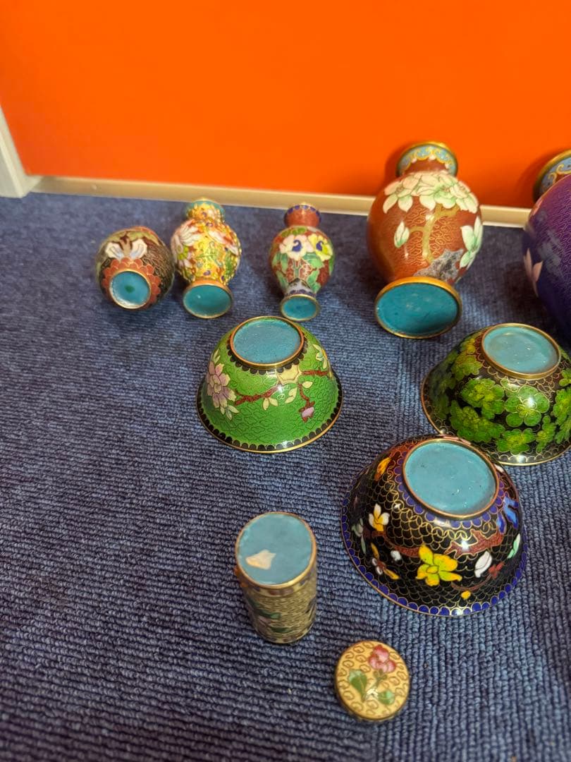 1840  七宝焼　景泰藍　まとめ売り　合計14個　時代物