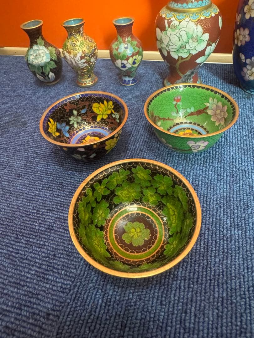 1840  七宝焼　景泰藍　まとめ売り　合計14個　時代物