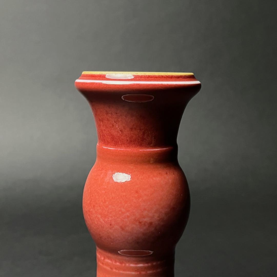 唐物 辰砂 尊式瓶 大清康煕年製 款 中国美術 古玩 SN829