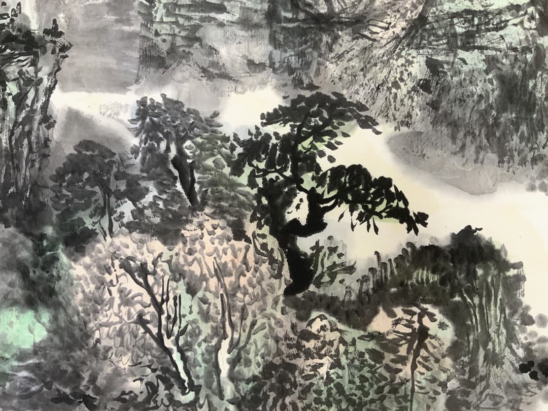 額縁 美術品 水墨画 飾り 山水絵 日本画 中国画 伝統芸術 真作 原作 アルミ