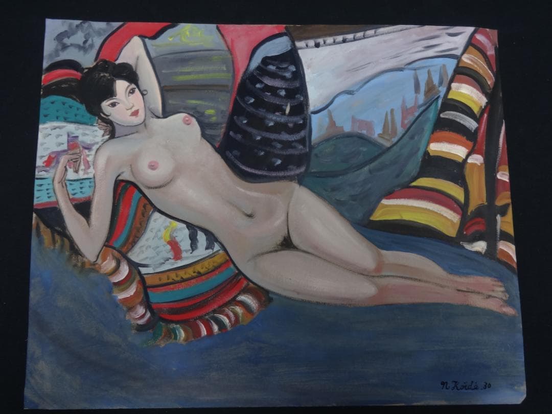 s*5様 小出楢重 横過裸婦 1930年頃 肉筆油彩画・紙本著色・美人画・洋画・