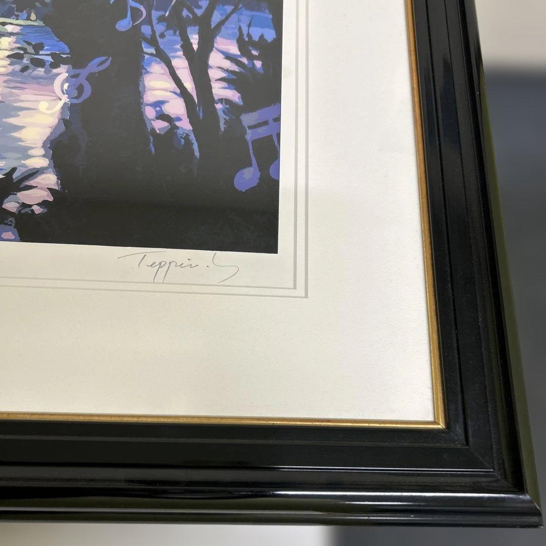 真作　笹倉鉄平 ヴァイオリンの森に シルクスクリーン 保証書付