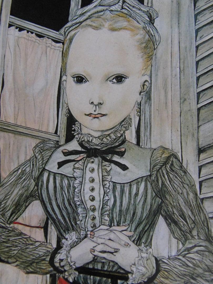 藤田嗣治、「Jeune Fille au balcon」、希少画集の額装画