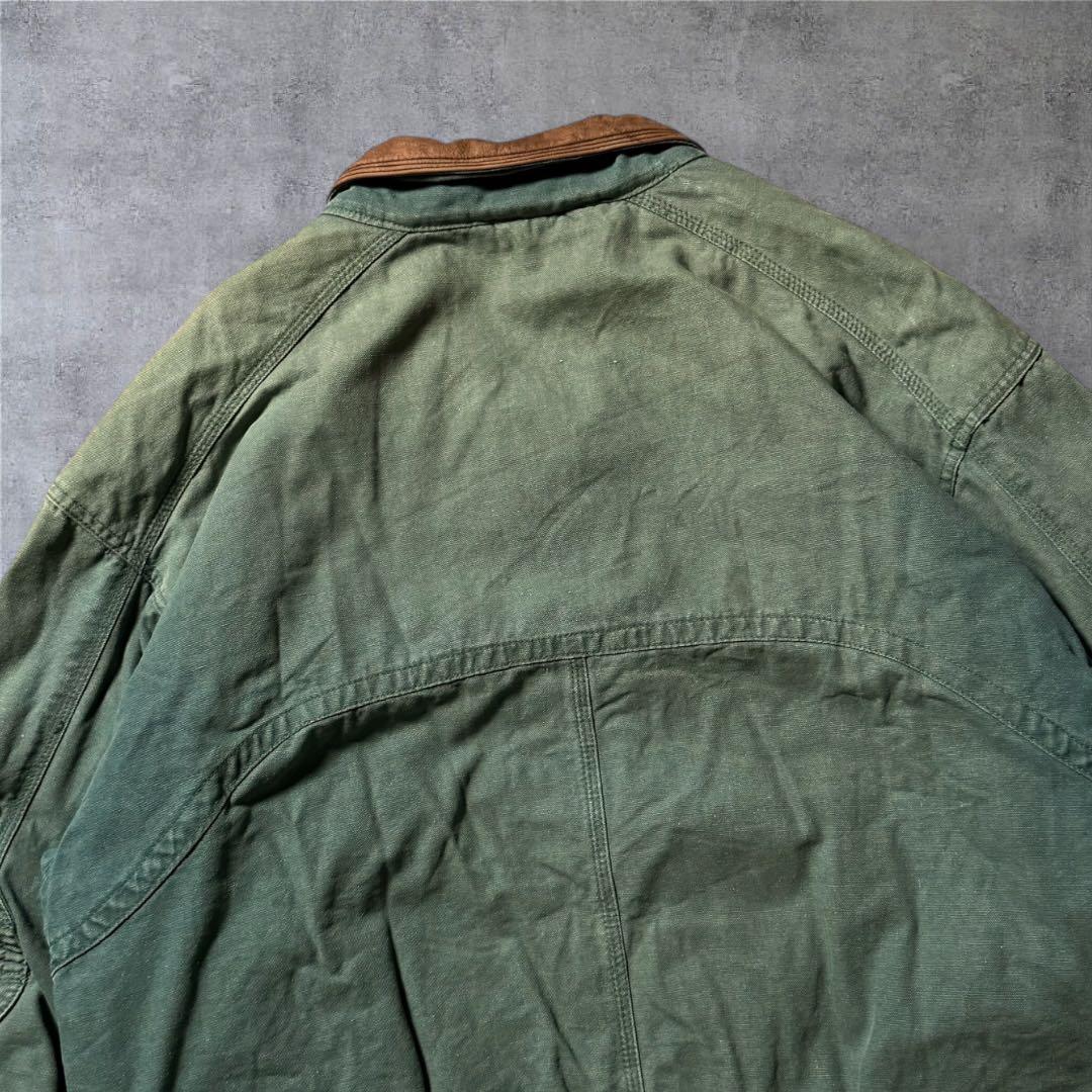 2305古着90年代WOODSMANダックジャケット短丈レザー鬼フェード雰囲気系