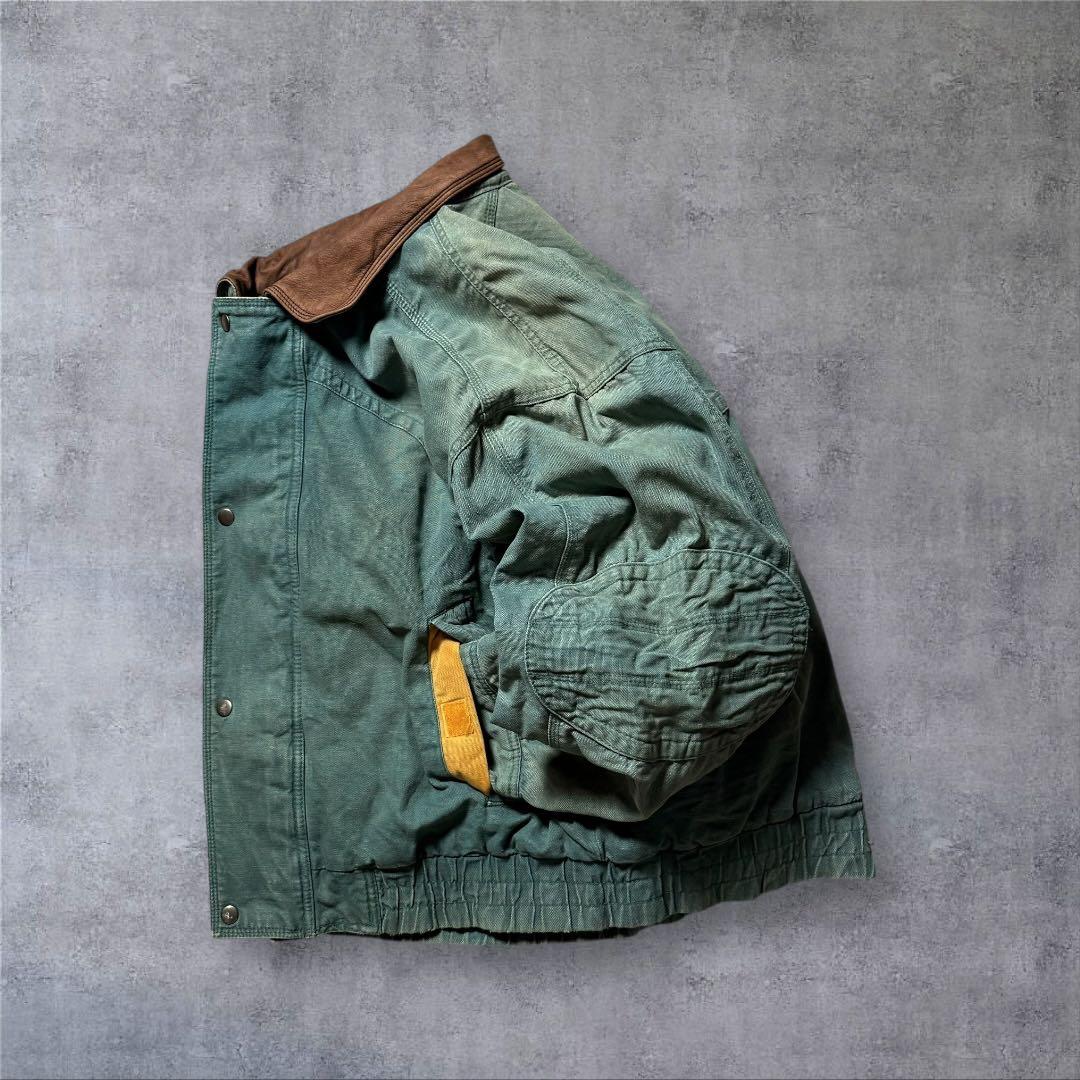 2305古着90年代WOODSMANダックジャケット短丈レザー鬼フェード雰囲気系