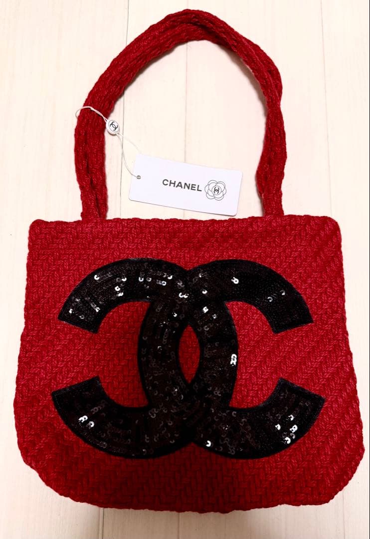 即日発送 CHANEL ノベルティトートバッグ ビッグココマーク レッド