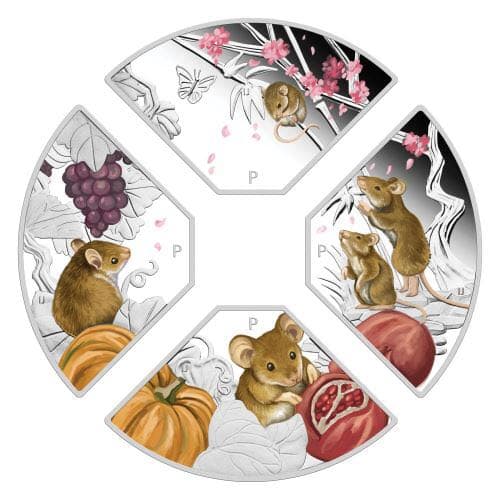 2020 ツバル　干支：子年 4分円銀貨セット　計4オンス　プルーフ　新品未使用