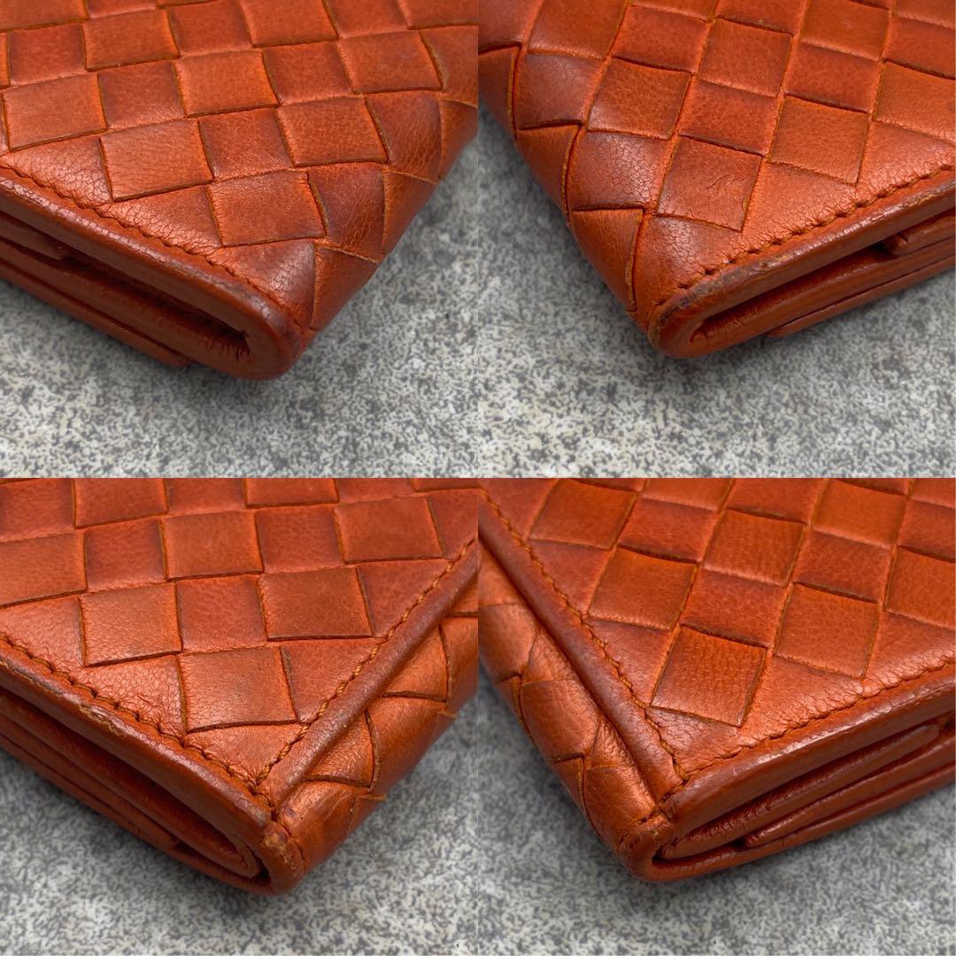 【美品】ボッテガヴェネタ ケース イントレチャート オレンジ レザー