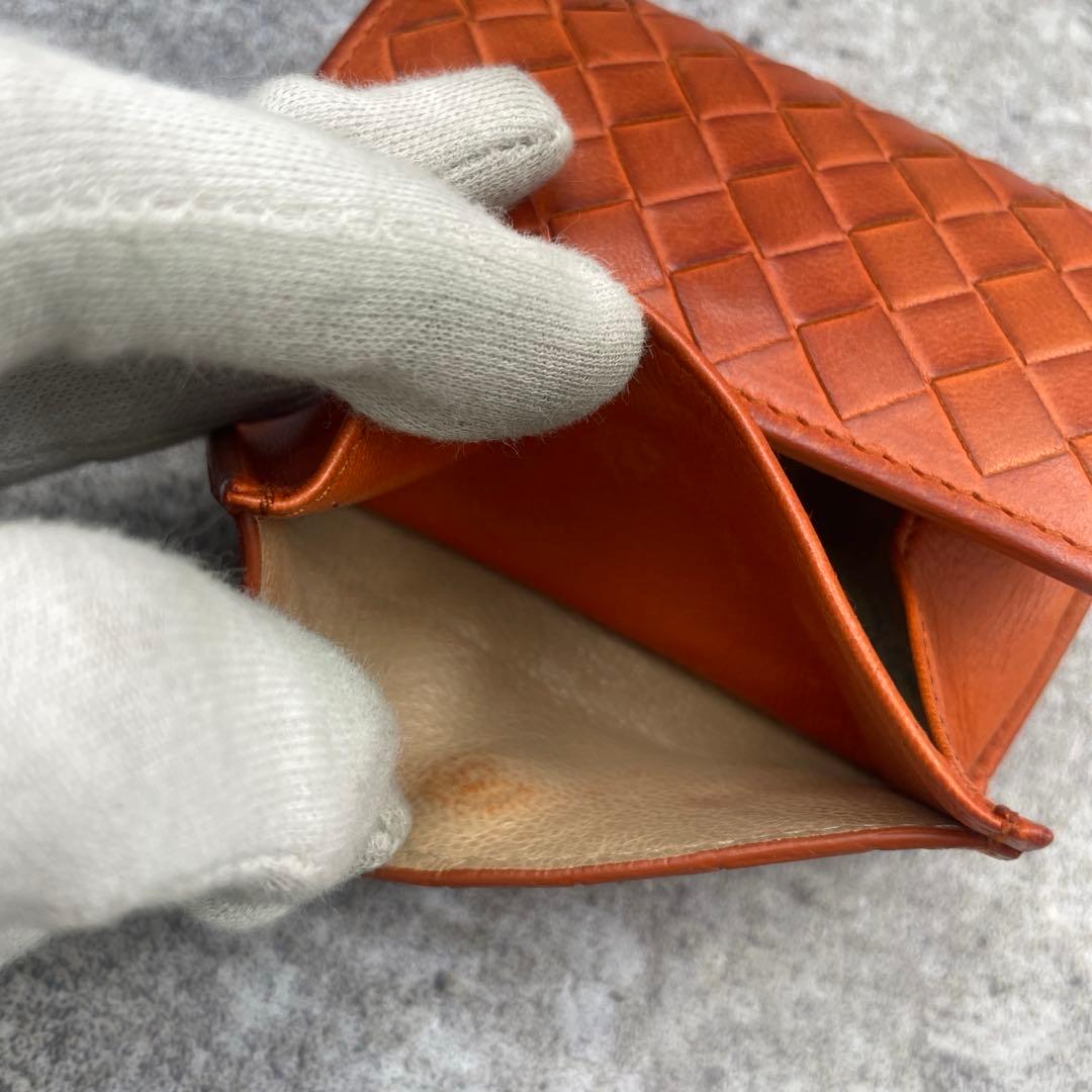 【美品】ボッテガヴェネタ ケース イントレチャート オレンジ レザー