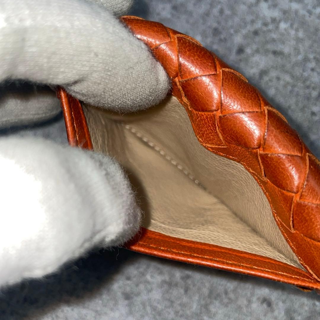 【美品】ボッテガヴェネタ ケース イントレチャート オレンジ レザー