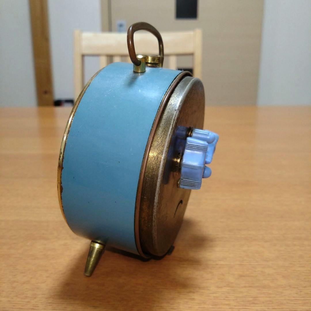 ◆昭和レトロ◆時代物◆ビンテージ◆精工舎◆目覚まし時計◆ゼンマイ式◆水色と金色