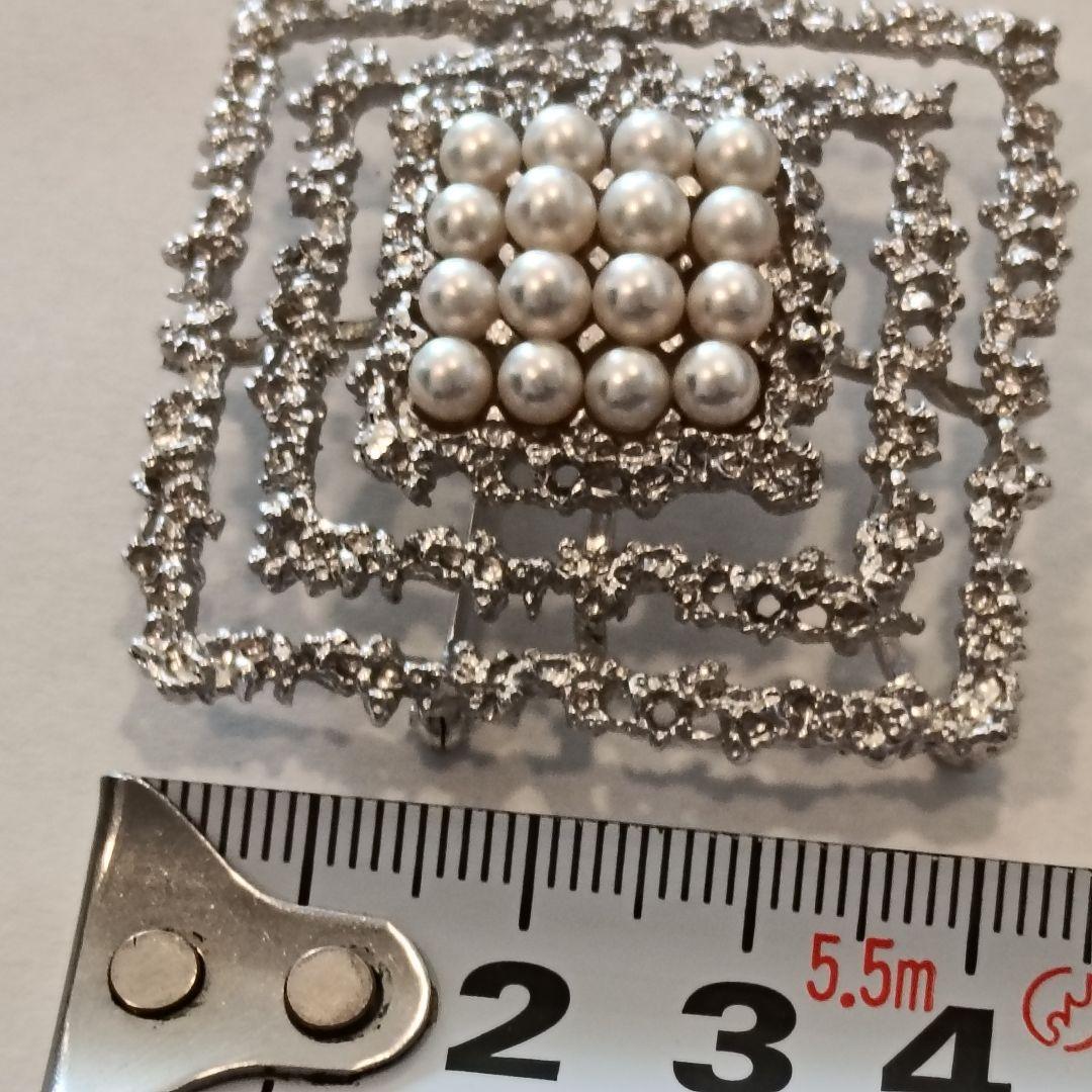 田崎真珠　TASAKI タサキ パール　ブローチ　コサージュ　スクエア