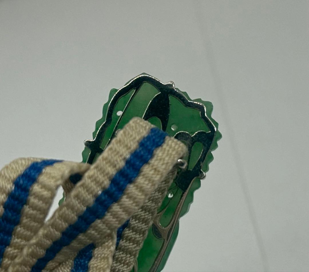 本翡翠　14kホワイトゴルド　重さ約21g 帯留木箱入　送料込み251220