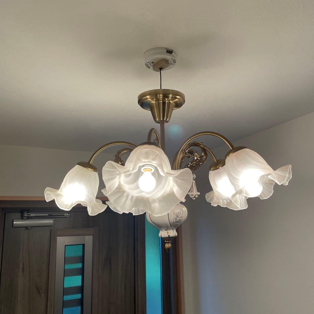 【存在感抜群！】ヤマギワ 5灯 シャンデリア 陶器 ガラス クラシカルデザイン