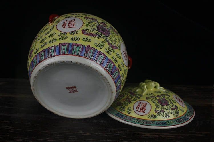 景徳鎮 陶磁器 手描き万寿無疆飯鼓茶壺 装飾品 現代工芸品 美術品 置物