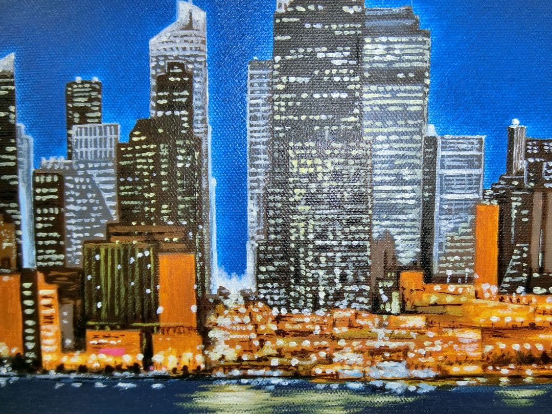 【ART】ニューヨーク摩天楼(朝隈敏彦真筆)WF3号