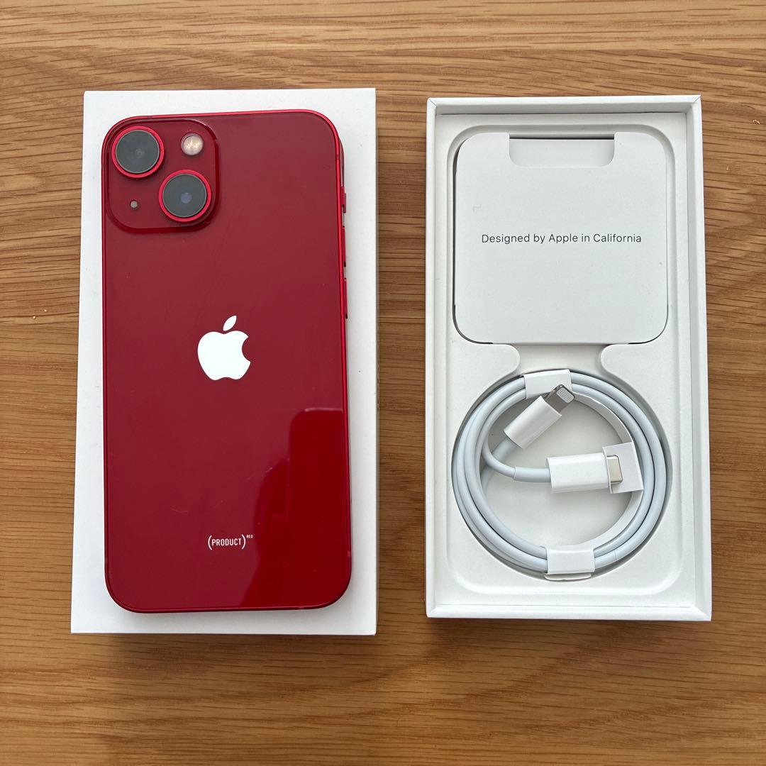 【美品】Apple iPhone 13mini 赤 充電ケーブル付き