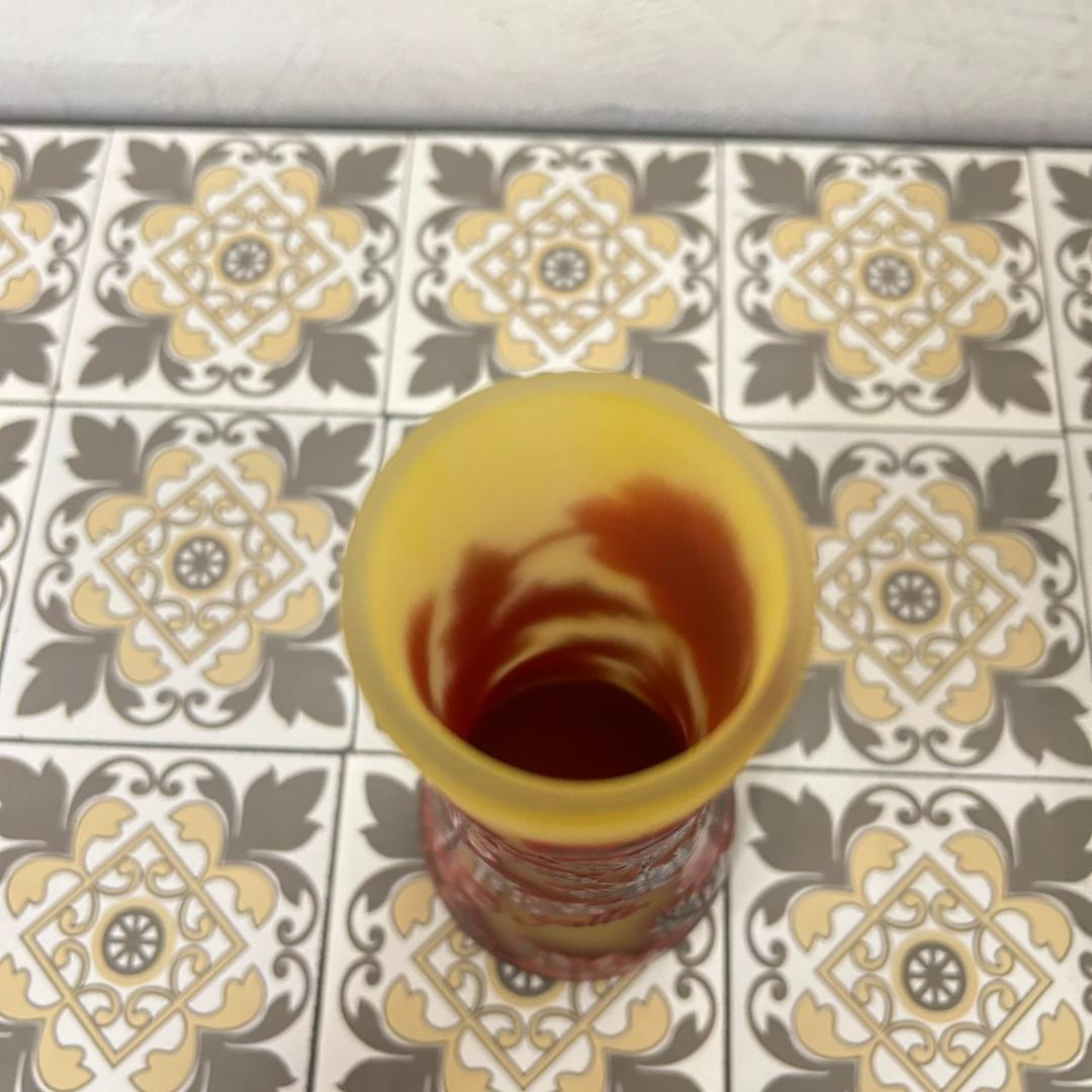 【証明書】　エミールガレ 　花瓶　カメオ彫り　被せガラス　高さ19cm