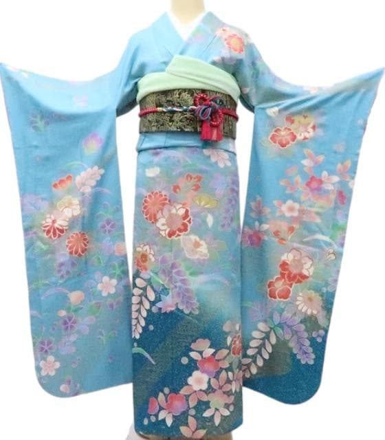 Y2762◇美品 正絹 手縫い仕立て 成人式 振袖 着物