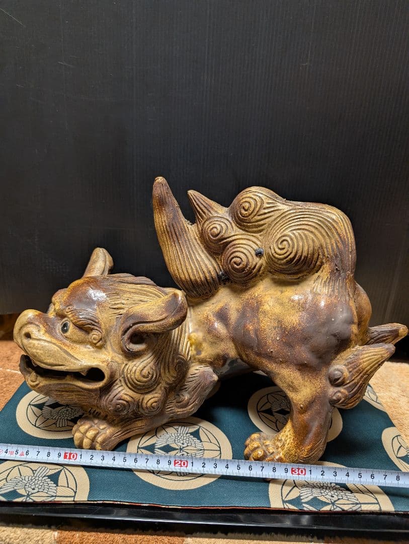 陶器製 獅子（シーサー） 約20cm年代物
