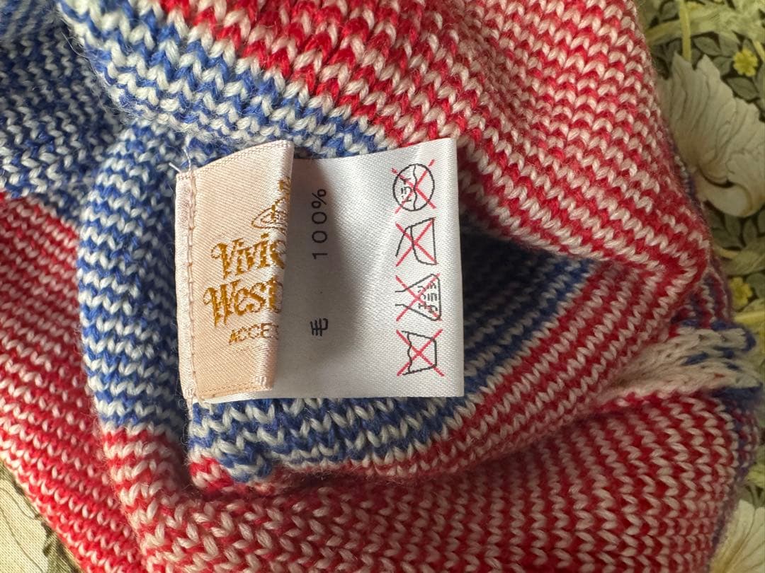 ヴィヴィアンウェストウッド ハート 土星 総柄ニット帽 ベレー帽 ホワイト ロゴ