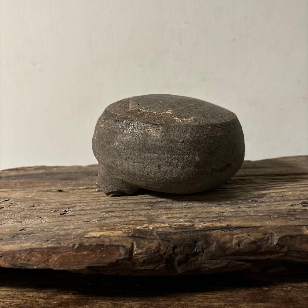 須恵器 平瓶 古美術 残欠骨董　古道具 アンティーク 酒器 花器　土器　検:李朝