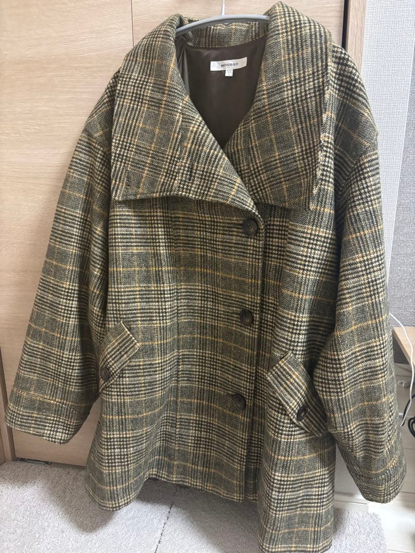 MOUSSY チェック柄 2Wayコート ウール混 アウター グレンチェック