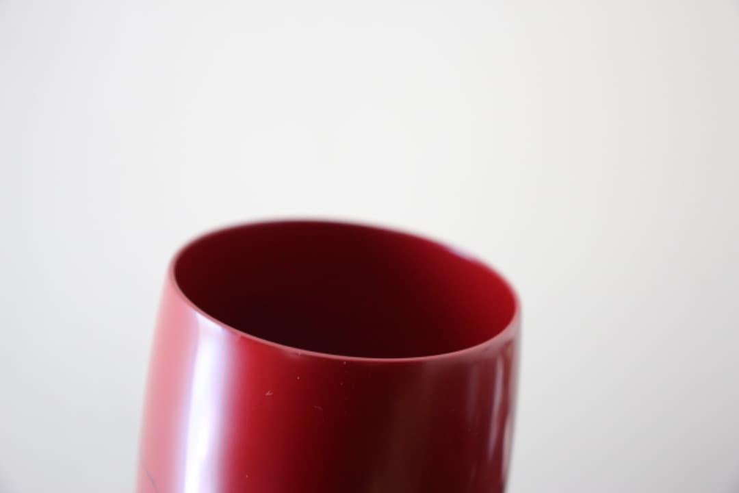 漆工芸　輪島屋善仁　アイスカップ　朱塗　稜線漆絵