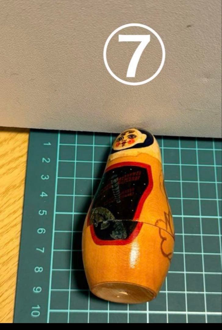 ロシア　ヴィンテージ アーティスト　宇宙モチーフの大きなマトリョーシカ9組