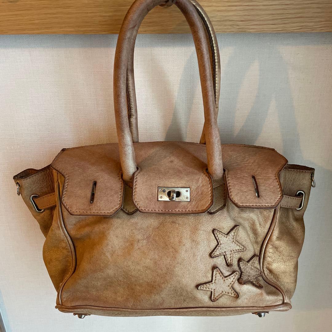 WLG by GIORGIO BRATO ゴールド 星刺繍 ハンドバッグ