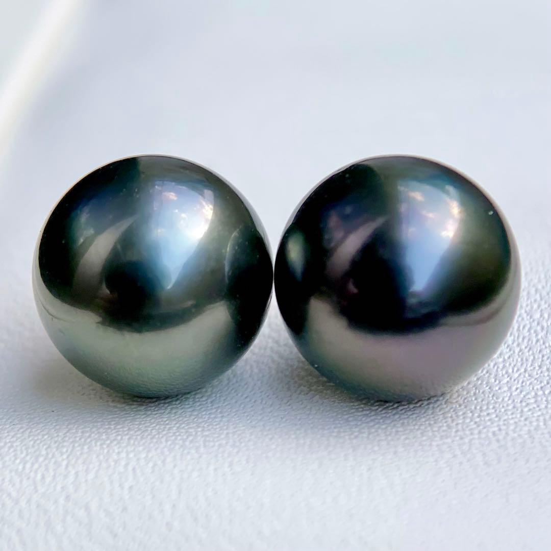 本真珠南洋黒蝶真珠　大玉11.08㍉s925直結ピアスBL916