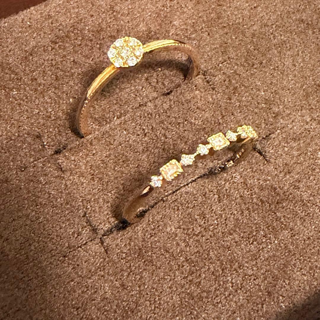 ❤️ちーちゃんママ❤️アガット ダイヤモンド リング指輪 2点 7号 K10