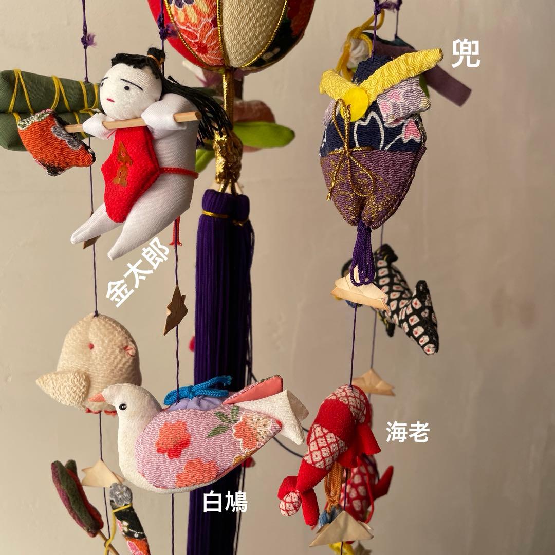 木製　吊り下げスタンド付き　ちりめん細工　吊るし雛　端午の節句　子どもの日