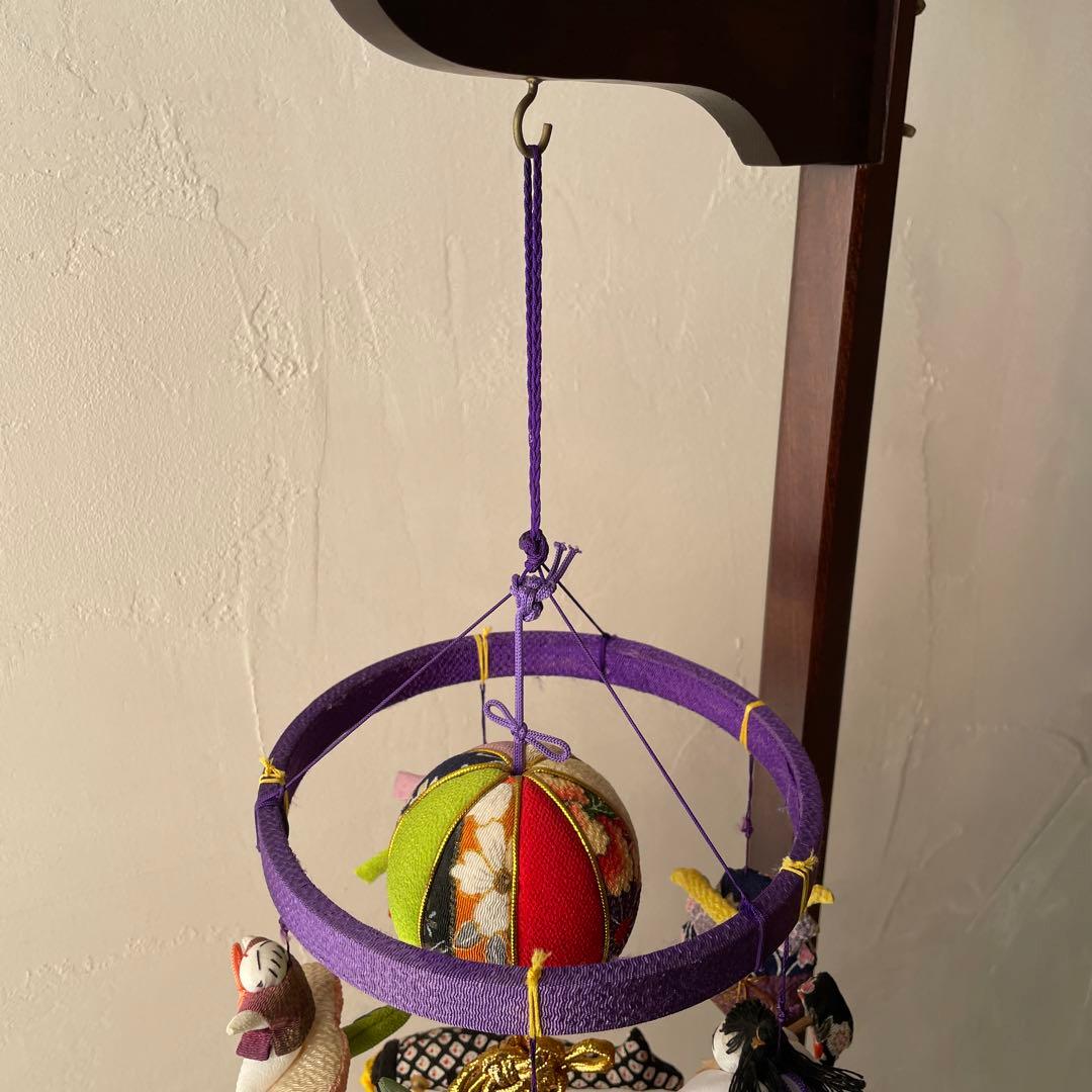 木製　吊り下げスタンド付き　ちりめん細工　吊るし雛　端午の節句　子どもの日