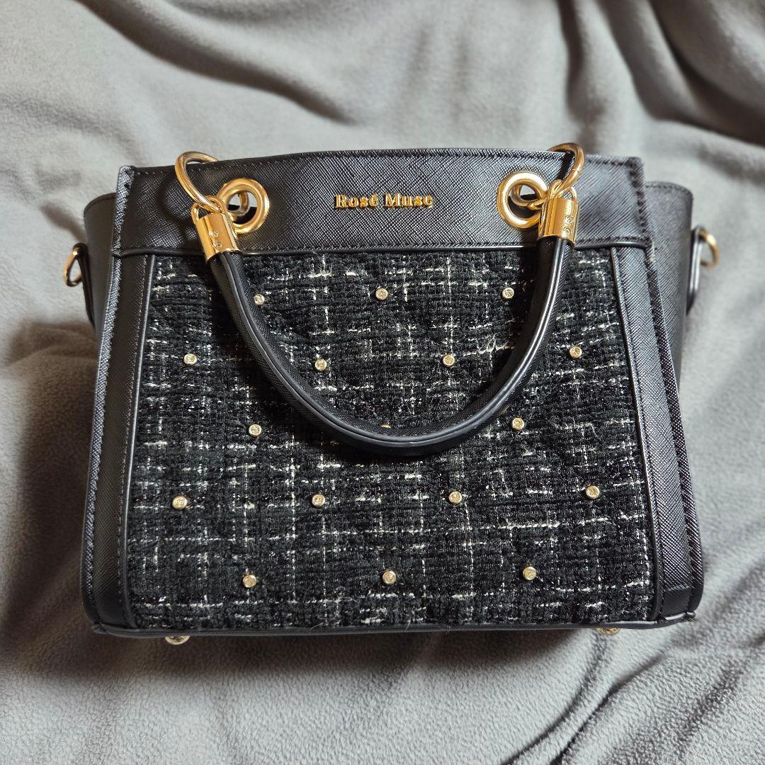RoséMuse Tweed quilting tote S black