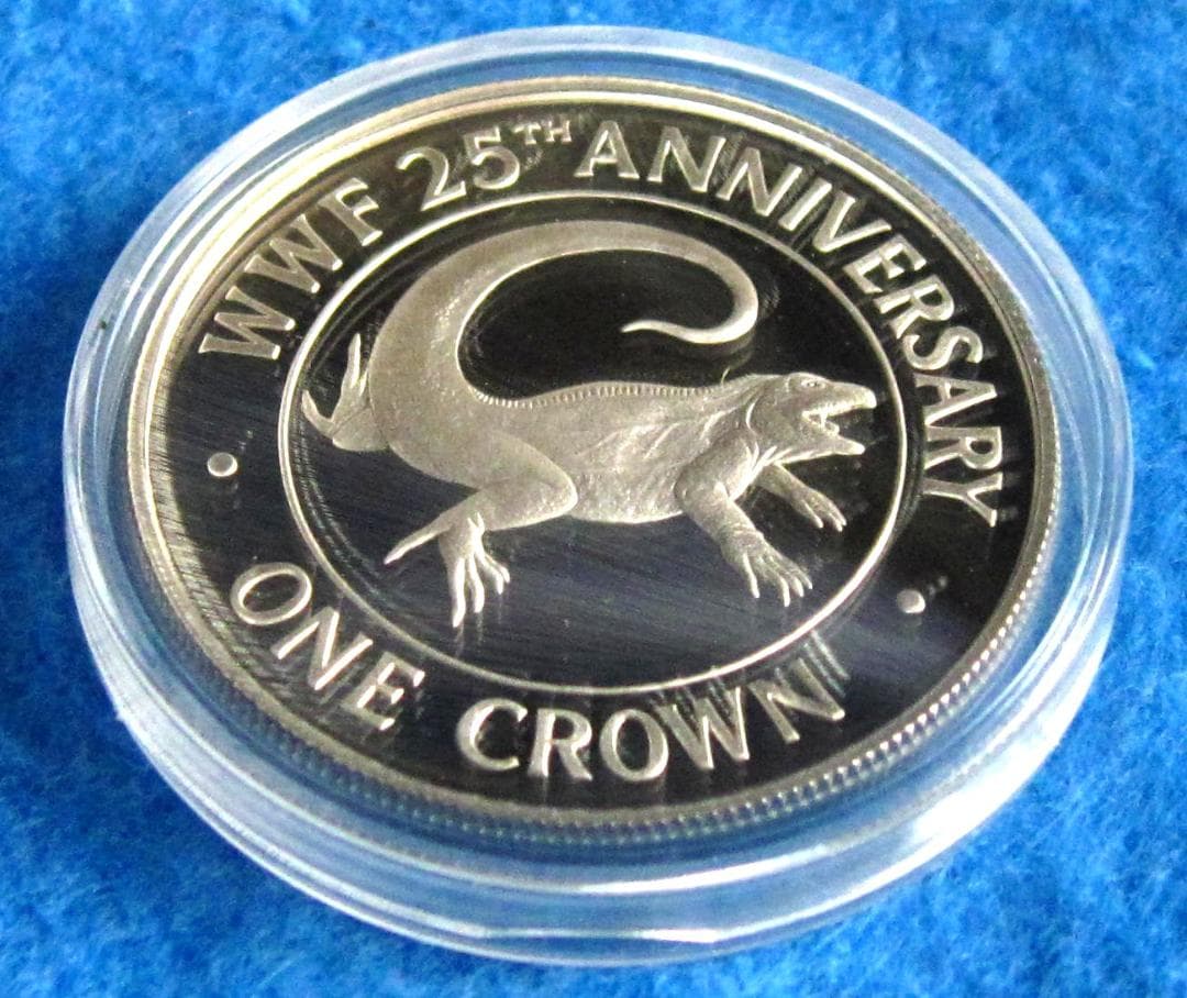 ８８年　タークスカイコス諸島　WWF２５周年記念　プルーフ銀貨　イグアナ図　１枚