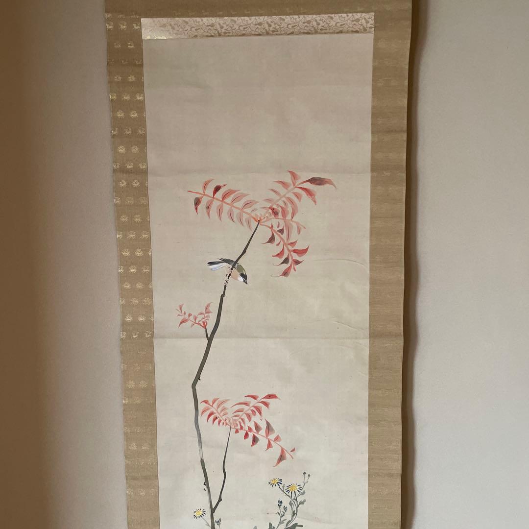 2軸セット　「しだれ桜」　「花と鳥」の掛軸 木製収納箱付き