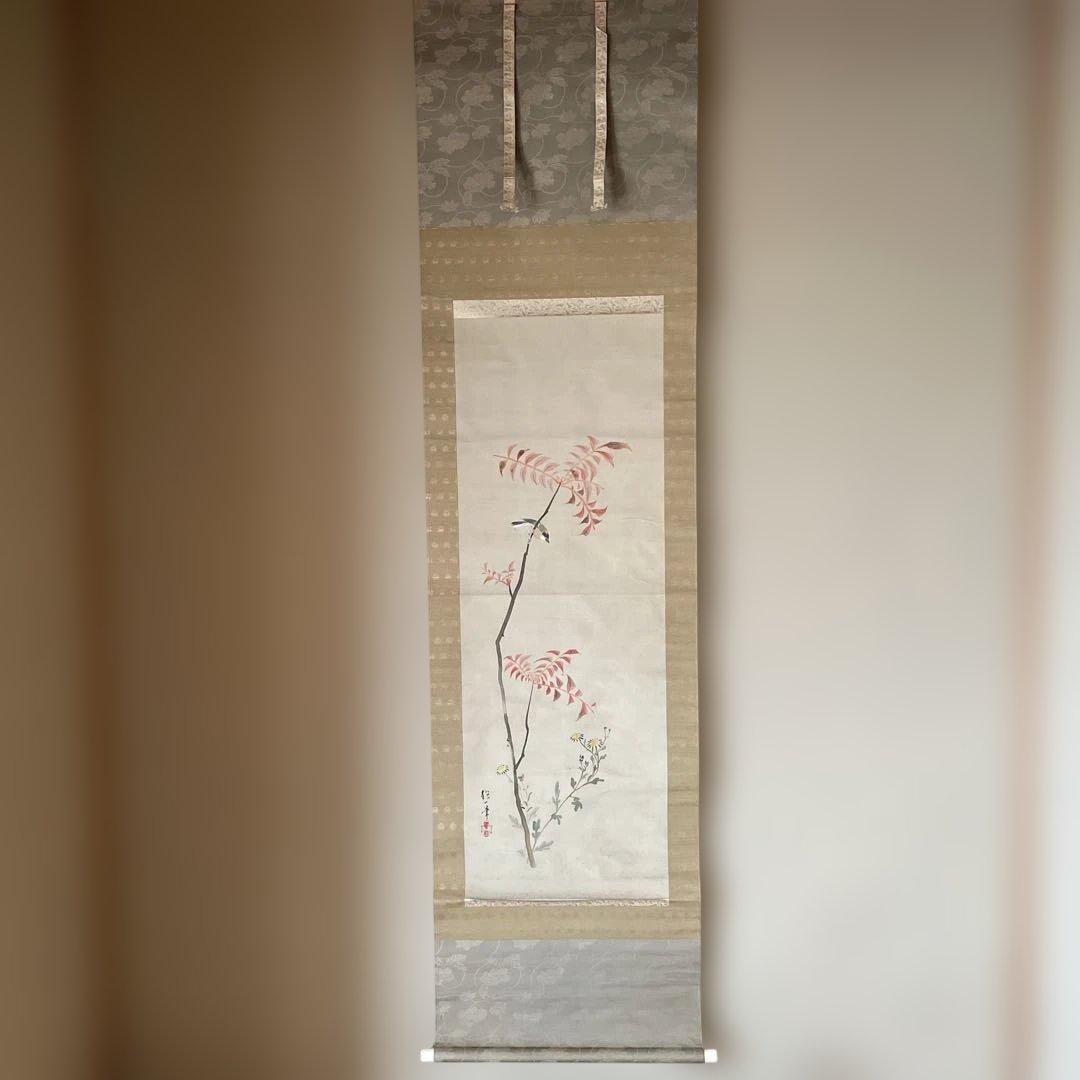 2軸セット　「しだれ桜」　「花と鳥」の掛軸 木製収納箱付き