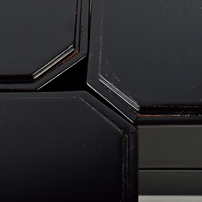 輪島塗　八幡宗豊造　黒漆　縁高重　五段　共箱　V　R8985B