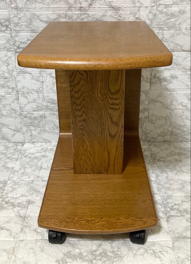 【美品】浜本工芸 サイドテーブル 飾り棚　ローテーブル　天然無垢 オーク材