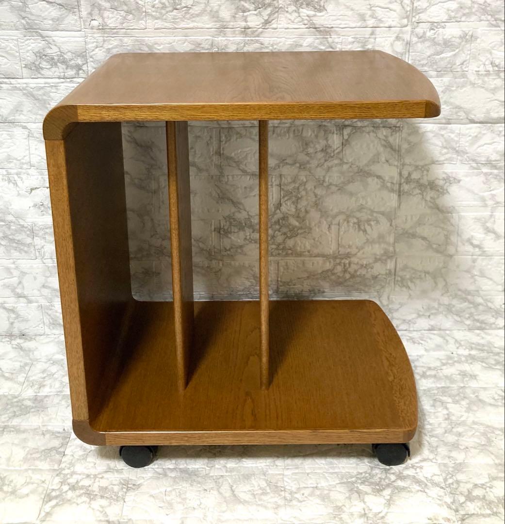 【美品】浜本工芸 サイドテーブル 飾り棚　ローテーブル　天然無垢 オーク材