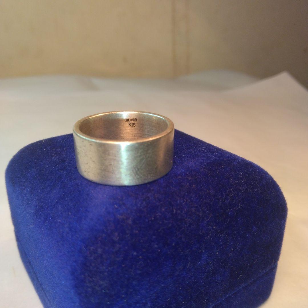 シルバー リング 葉のモチーフ　 K18刻印