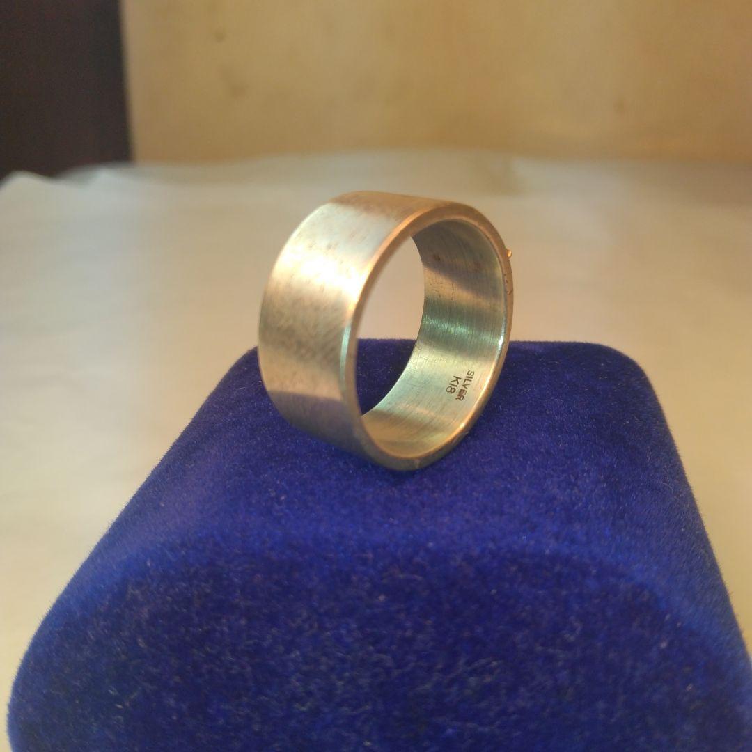 シルバー リング 葉のモチーフ　 K18刻印