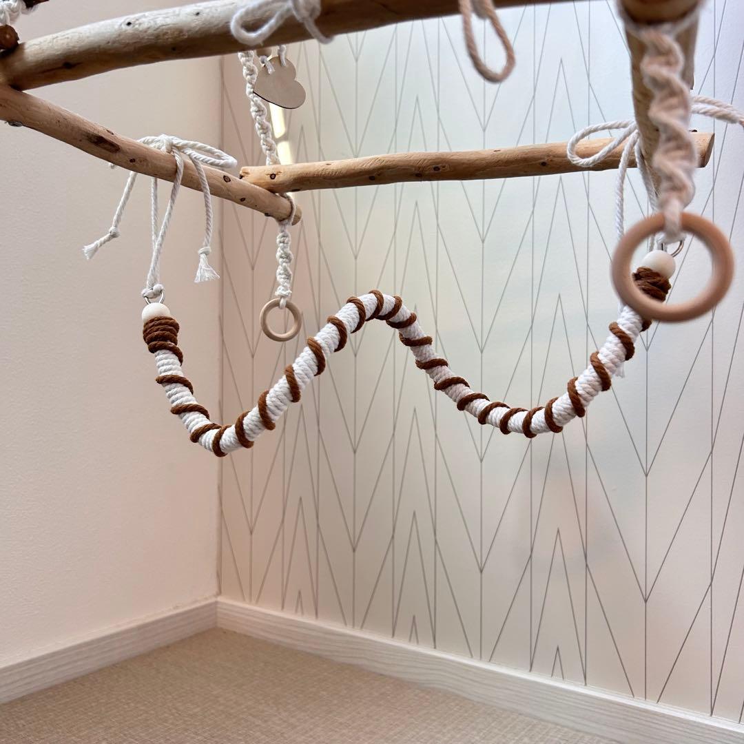 157 流木バードアスレチック 吊り下げ式バードジムバードトイ ロープパーチ