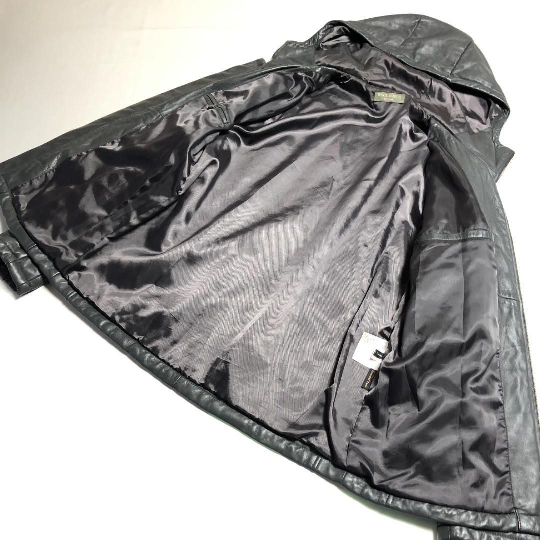 XL 美品　中綿　ウィンドアーマー　レザーパーカー　シングル　レザージャケット